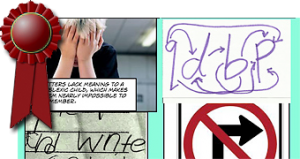 Screenshot of Comic: Dyslexia by Maria Swanke with a red ribbon to indicate an honorable mention award