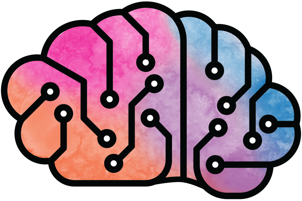 Software Training for Students Logo: A cartoon brain with node lines that is pastel orange, pink, purple, and blue.