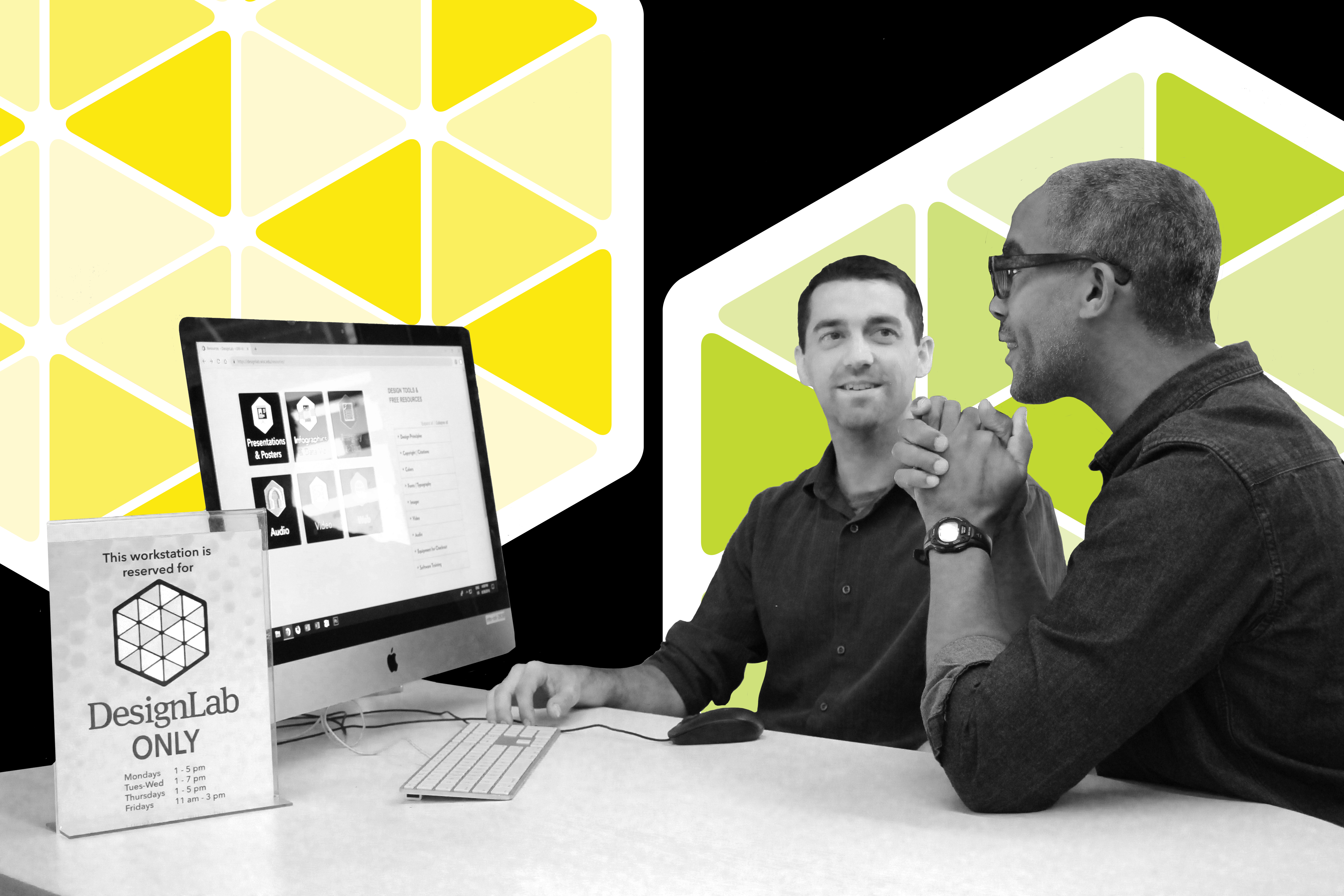 Image of DesignLab consultation between Eric Hazeltine and Anwar Floyd-Pruitt