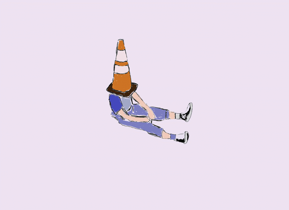 An animated GIF featuring multiple drawings and text representing the chaos of the pandemic and its toll on mental health