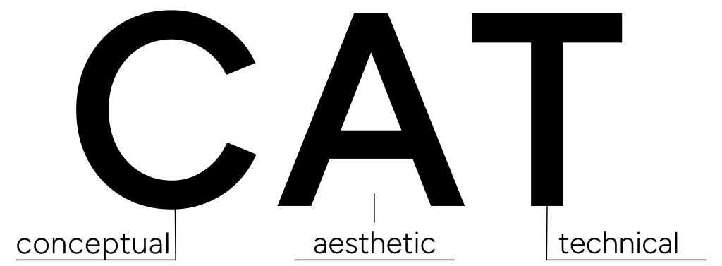 C-A-T stands for Conceptual, Aesthetic, and Technical