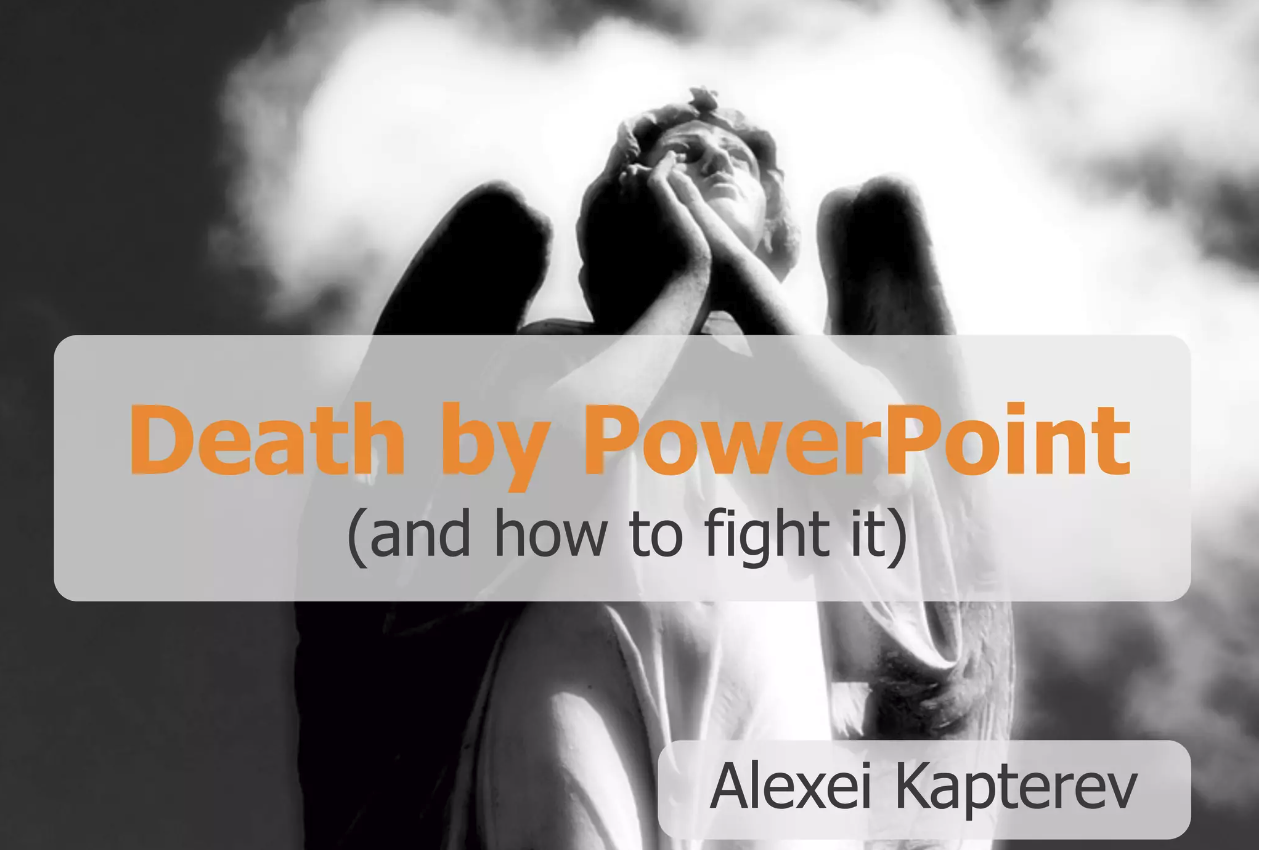 First slide of the presentation Death by PowerPoint
