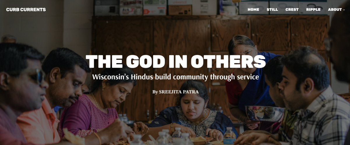 Screenshot of the Article header "The God in Others" from Curb Magazine 2025, by Sreejita Patra in Journalism 417