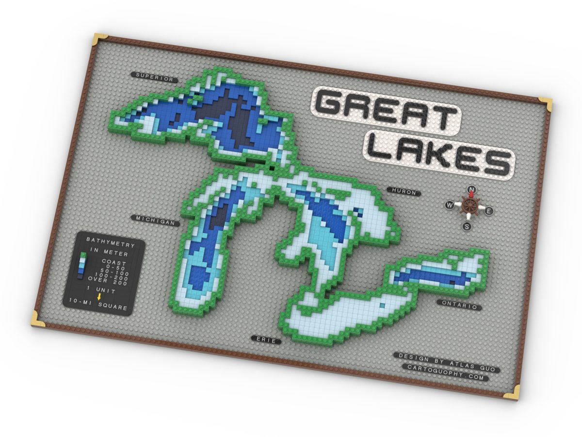 Photo: LEGO Bathymetric Map of the Great Lakes by Atlas Guo
